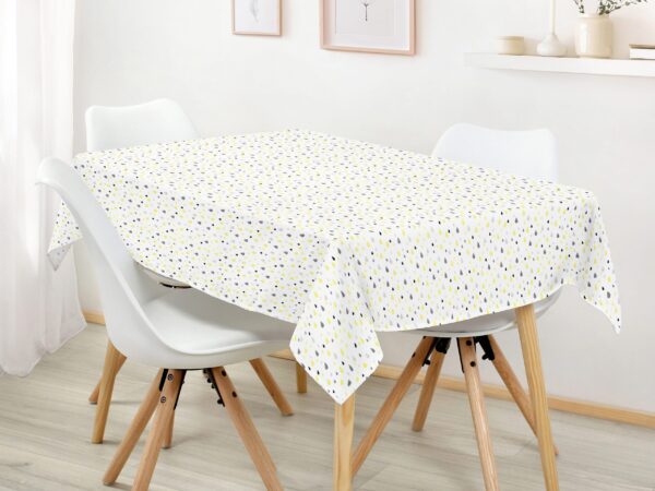 hranatý ubrus Loneta žluté a šedé kapky značky Škodák