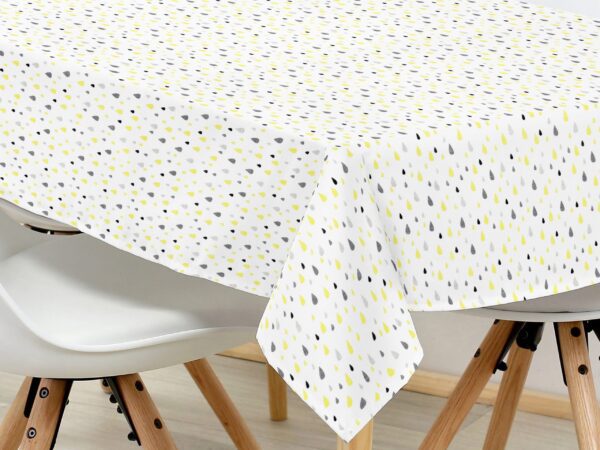 hranatý ubrus Loneta žluté a šedé kapky značky Škodák