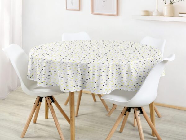 kulatý ubrus Loneta žluté a šedé kapky značky Škodák