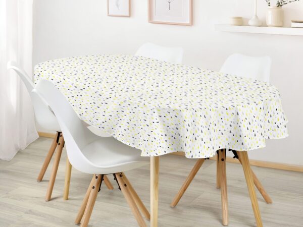 oválný ubrus Loneta žluté a šedé kapky značky Škodák