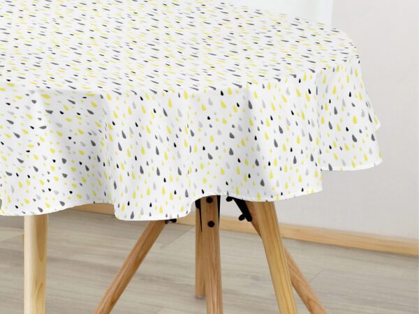 oválný ubrus Loneta žluté a šedé kapky značky Škodák