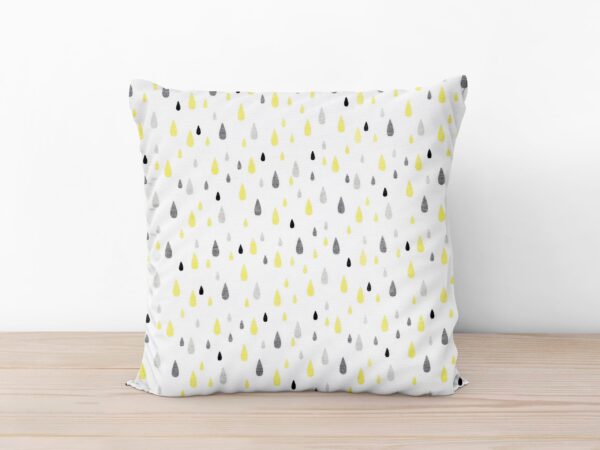 Povlak na polštář Loneta žluté a šedé kapky na bílé značky Škodák.