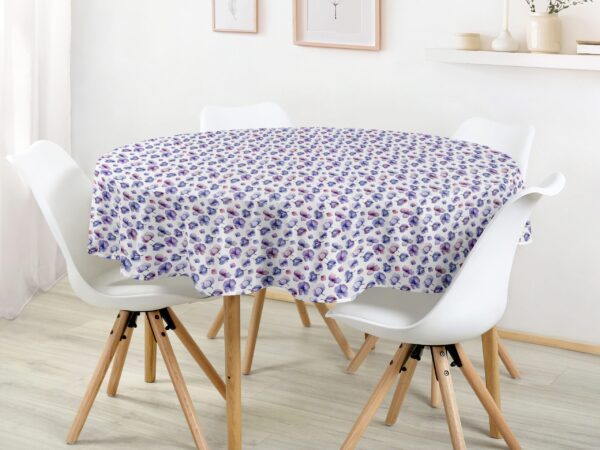 kulatý ubrus loneta okvětní lístky hortenzie značky Škodák