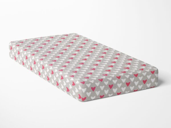 Bavlněné napínací prostěradlo růžové srdíčka