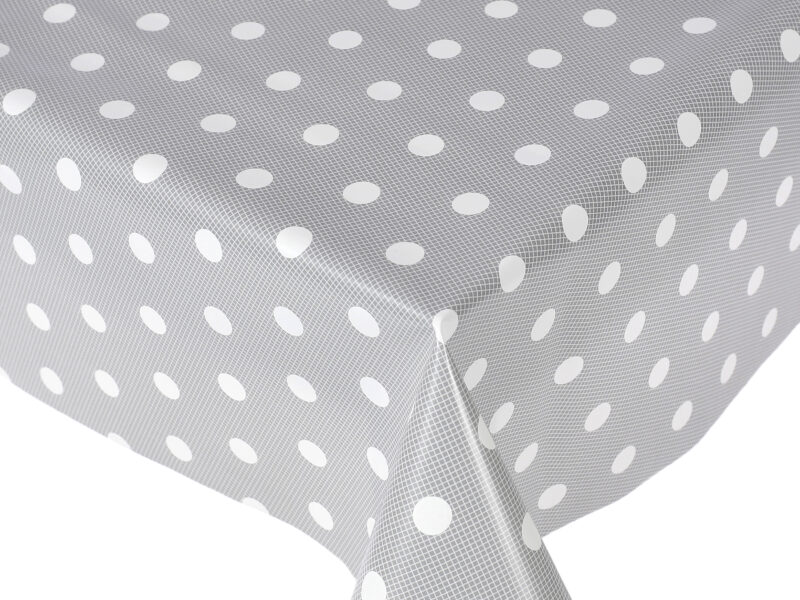 PVC ubrus Bílý puntík na šedé140x120 cm