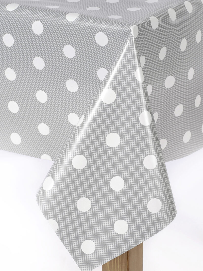PVC ubrus Bílý puntík na šedé 120x140 cm