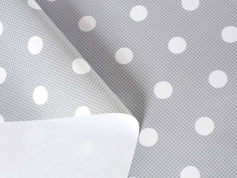 PVC ubrus Bílý puntík na šedé 120x140 cm