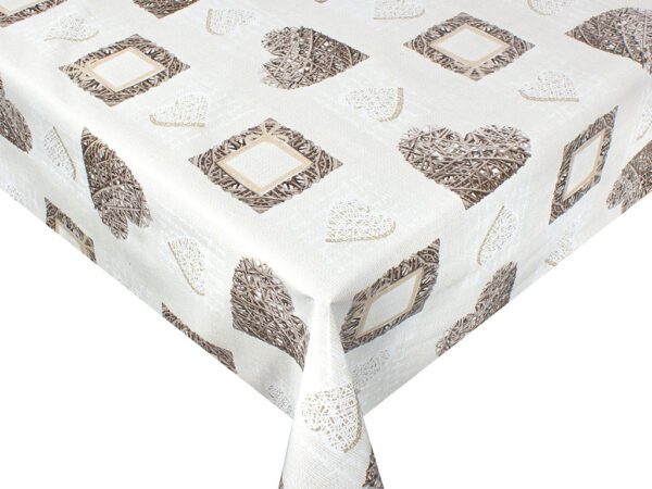 PVC ubrus béžové srdce 140x120 cm