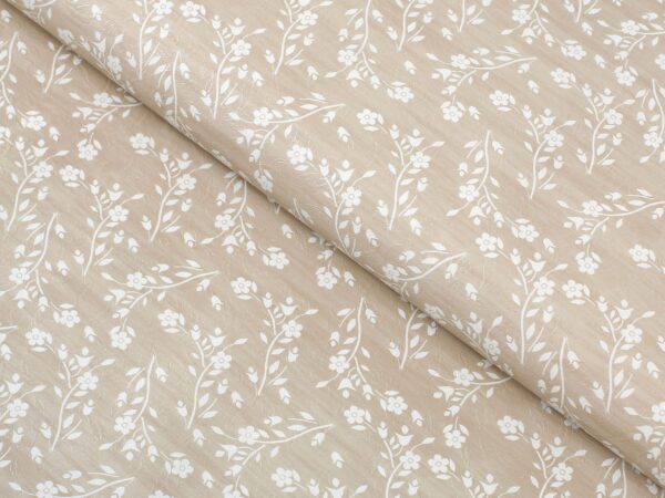PVC ubrusovina bílé drobné kytičky na béžové metráž šířka 140 cm