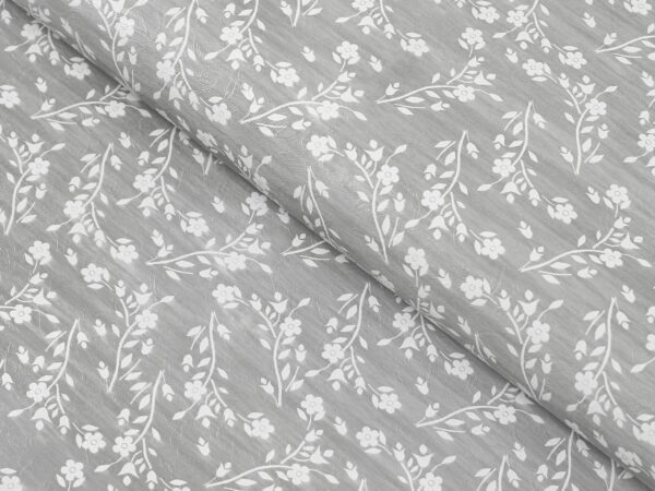 PVC ubrusovina bílé kytičky na šedé metráž šířka 140 cm
