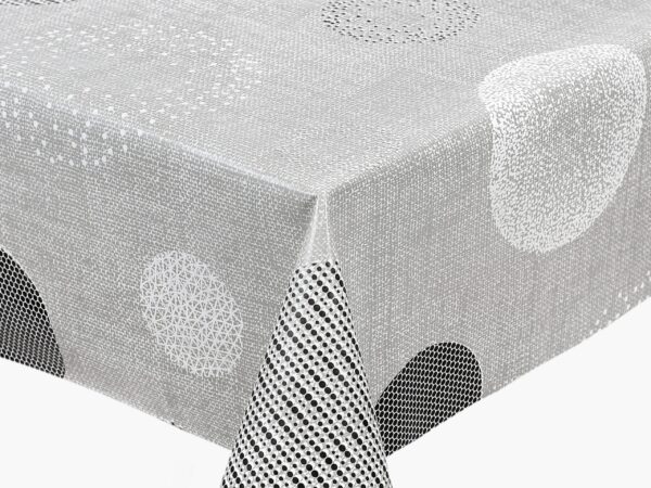 PVC ubrus kruhy na šedé 118x140 cm