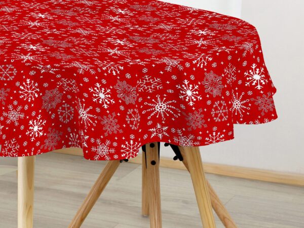 Oválný bavlněný ubrus Terra vločky na červené značky Škodák