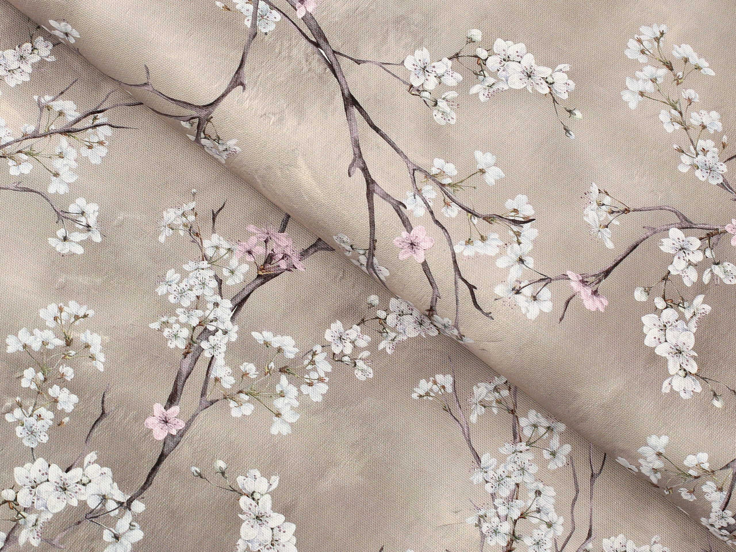 Dekorační látka VALORA růžová větvička metráž šířka 140 cm