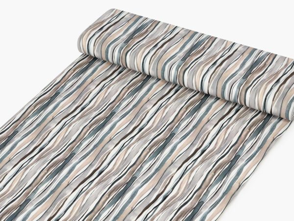 Dekorační látka VALORA modro-béžový proužek metráž šířka 140 cm