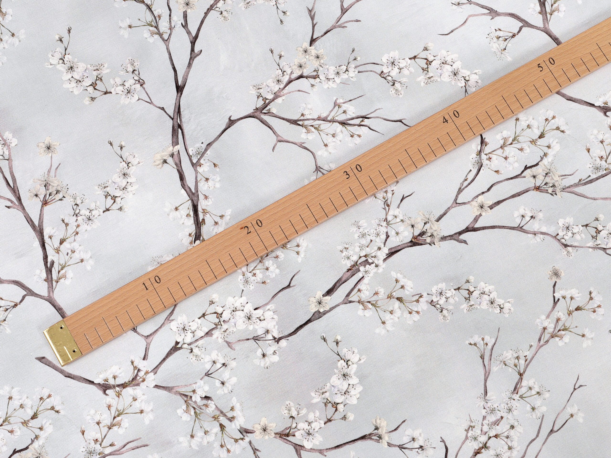 Dekorační látka VALORA světle béžová větvička metráž šířka 140 cm