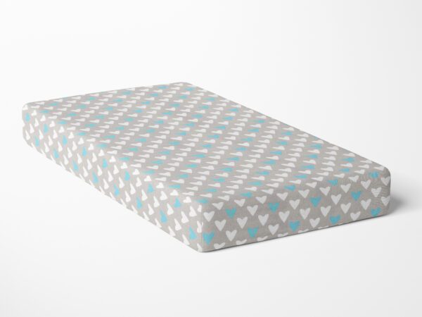 Bavlněné napínací prostěradlo tyrkysové srdíčka značky Škodák