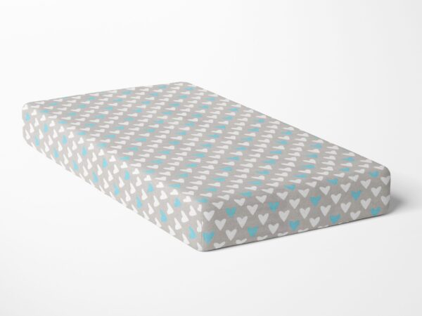 Bavlněné napínací prostěradlo tyrkysové srdíčka značky Škodák