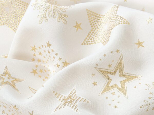 Kulatý dekorační ubrus zlaté hvězdy na krémové značky Škodák.