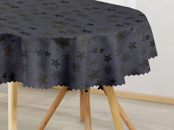 Oválný dekorační ubrus stříbrné hvězdy na šedé značky Škodák.