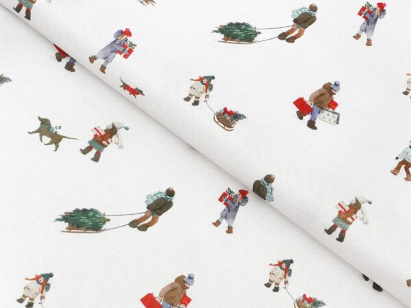 Dekorační látka Vánoce na vesnici metráž šířka 160 cm značky Škodák.