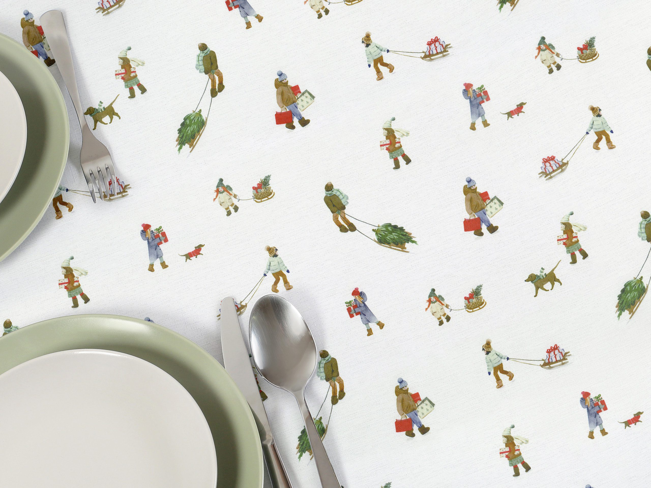 Vánoční dekorační ubrus Vánoce na vesnici