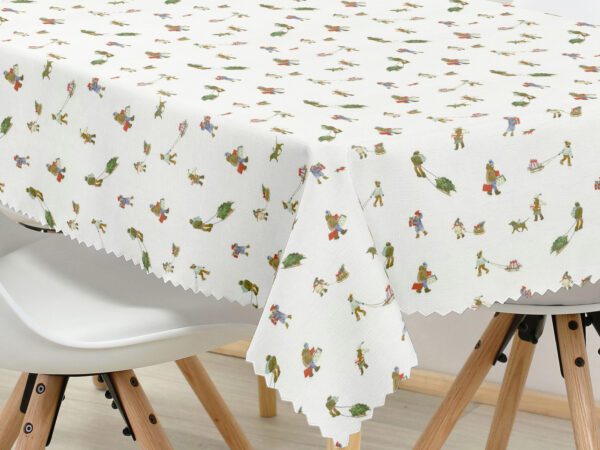 Hranatý dekorační ubrus vánoce na vesnici značky Škodák.