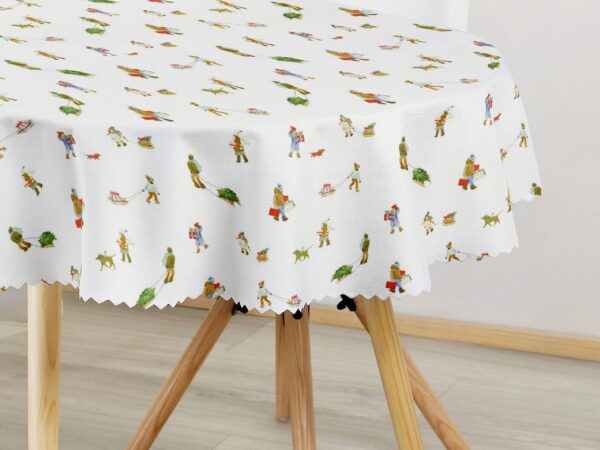 Oválný dekorační ubrus Vánoce na vesnici