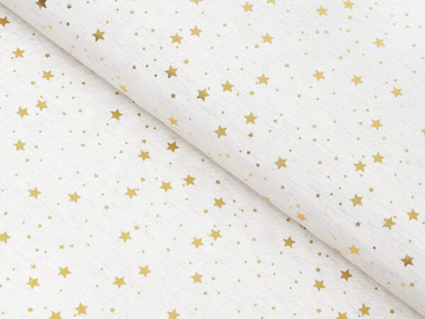 Dekorační látka zlaté hvězdy na režné metráž šířka 160 cm značky Škodák.