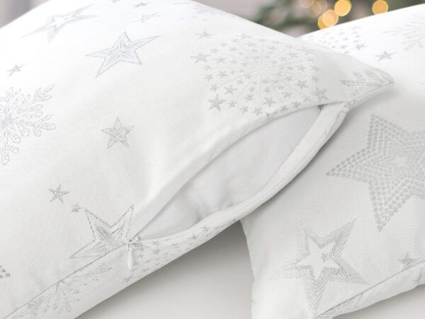 Dekorační povlak na polštář stříbrné hvězdy na bílé značky Škodák.