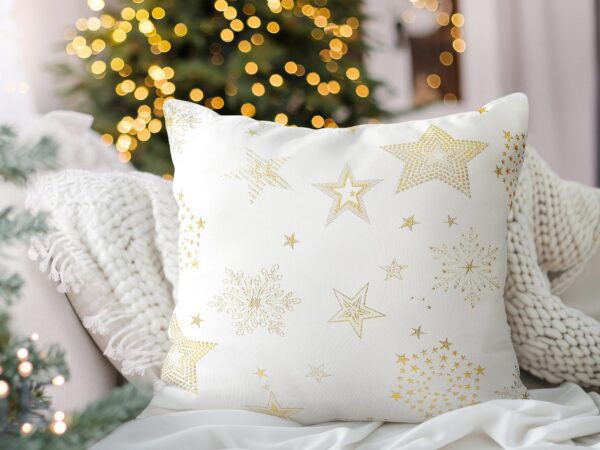 Dekorační povlak na polštář zlaté hvězdy na krémové značky Škodák.