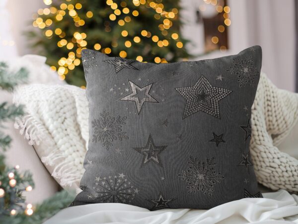Teflonový povlak na polštář stříbrné hvězdy na šedé