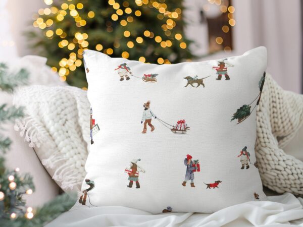 Dekorační povlak na polštář vánoce na vesnici značky Škodák.