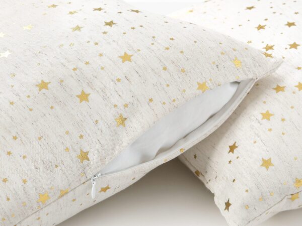 Dekorační povlak na polštář zlaté hvězdy na režné značky Škodák.