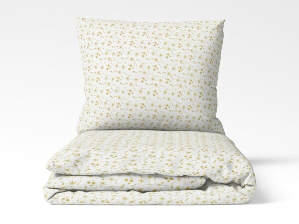 Vánoční bavlněné povlečení zlaté vločky na bílé značky Škodák.