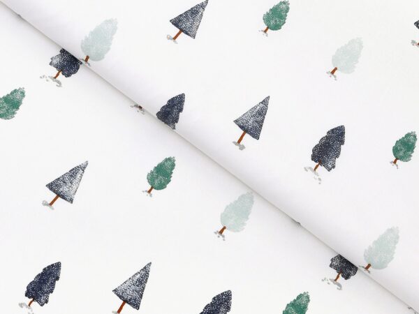 Bavlněná látka zimní les metráž šířka 142 cm značky Škodák.