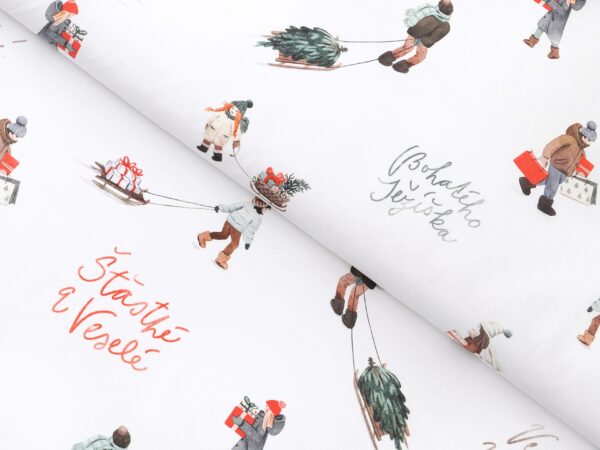 Bavlněná látka Veselé Vánoce metráž šířka 150 cm značky Škodák.