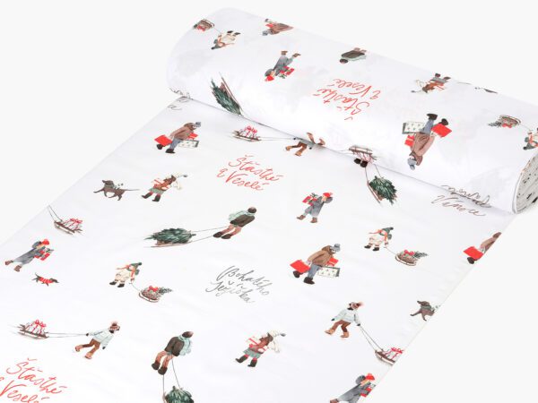 Bavlněná látka Veselé Vánoce metráž šířka 150 cm značky Škodák.