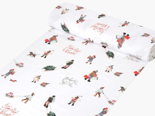 Bavlněná látka Veselé Vánoce metráž šířka 150 cm značky Škodák.