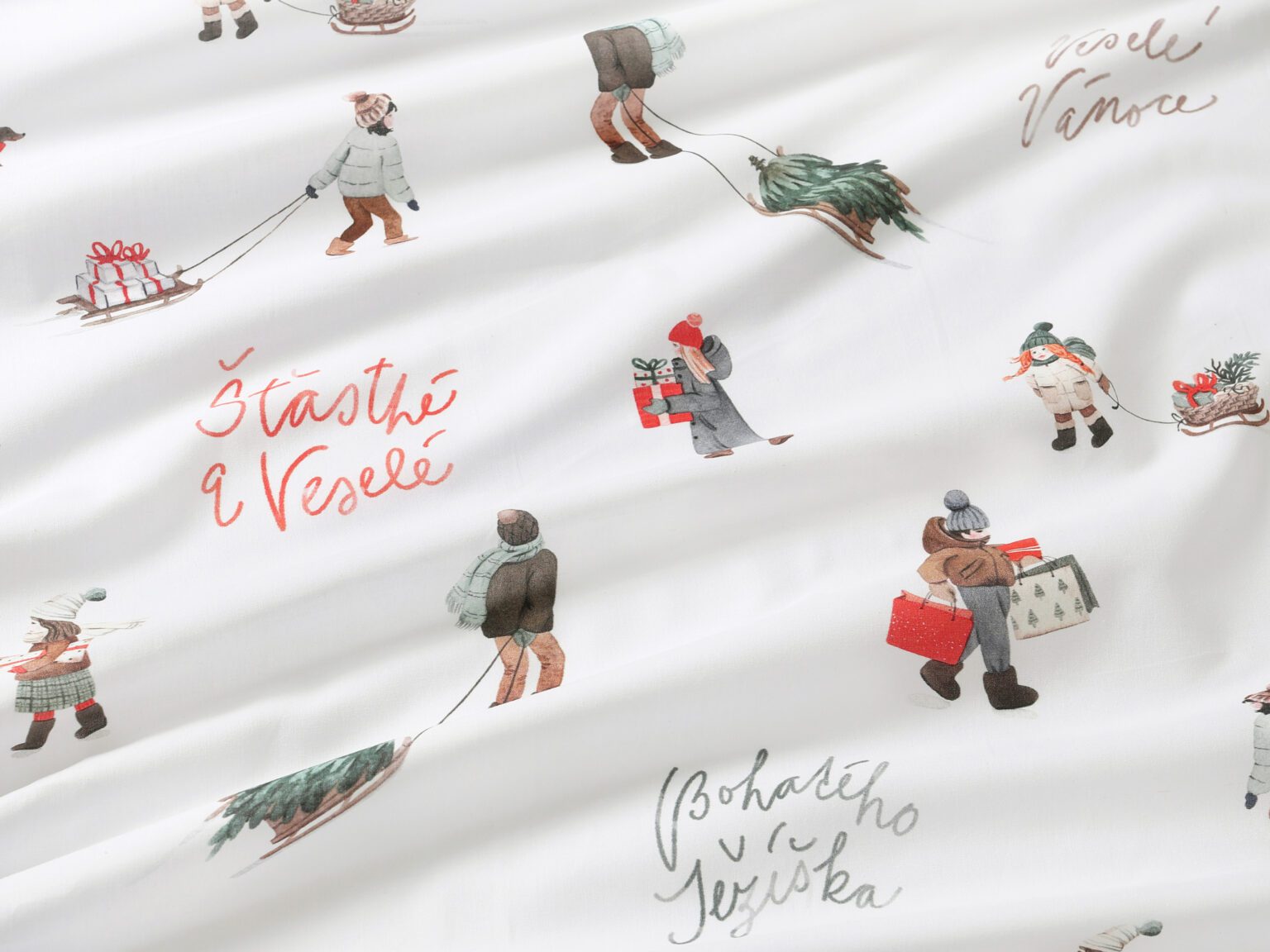 Bavlněná látka Veselé Vánoce metráž šířka 150 cm značky Škodák.