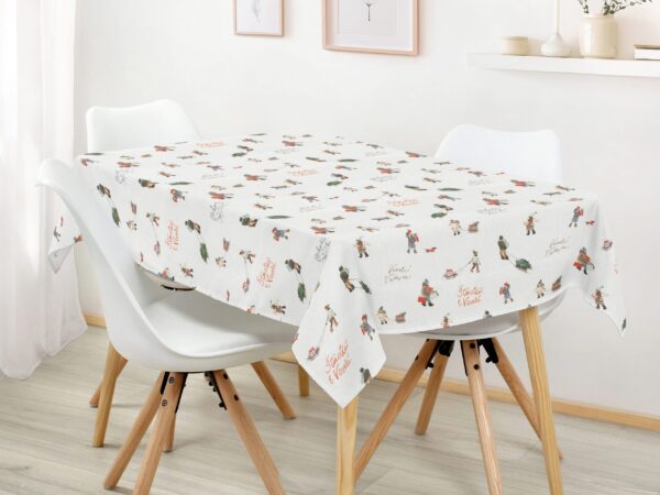 Hranatý bavlněný ubrus Veselé Vánoce značky Škodák.