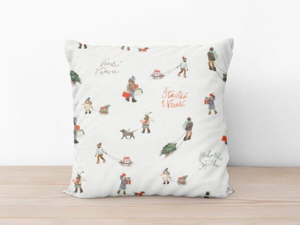Vánoční bavlněný povlak na polštář Veselé Vánoce