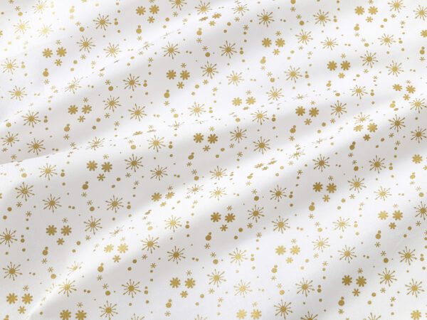 Vánoční bavlněné povlečení zlaté vločky na bílé značky Škodák.