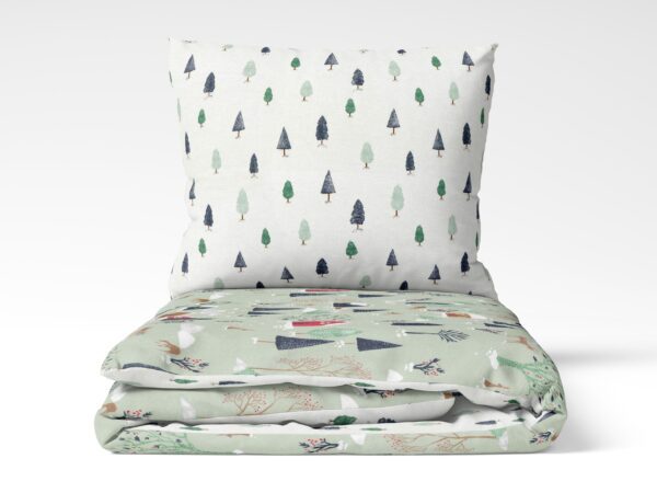 Vánoční bavlněné povlečení VENDE zasněžený venkov / zimní les