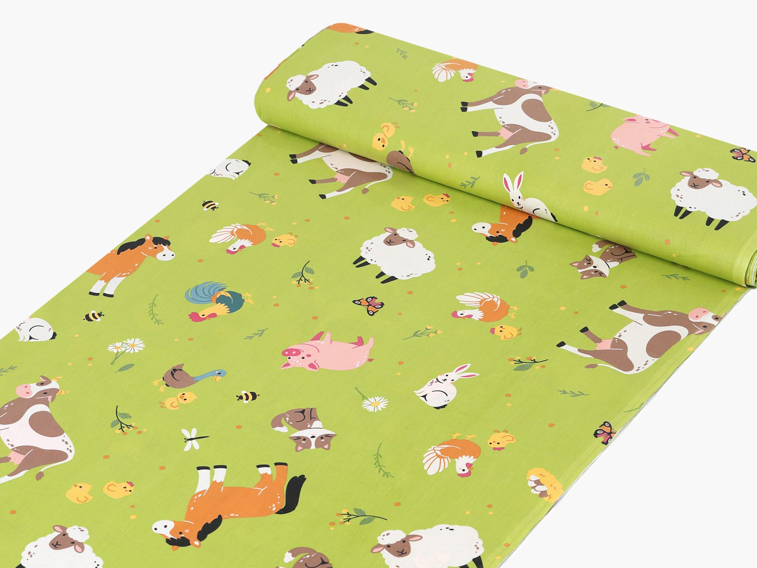 Bavlněná látka česká farma na zelené metráž šířka 142 cm