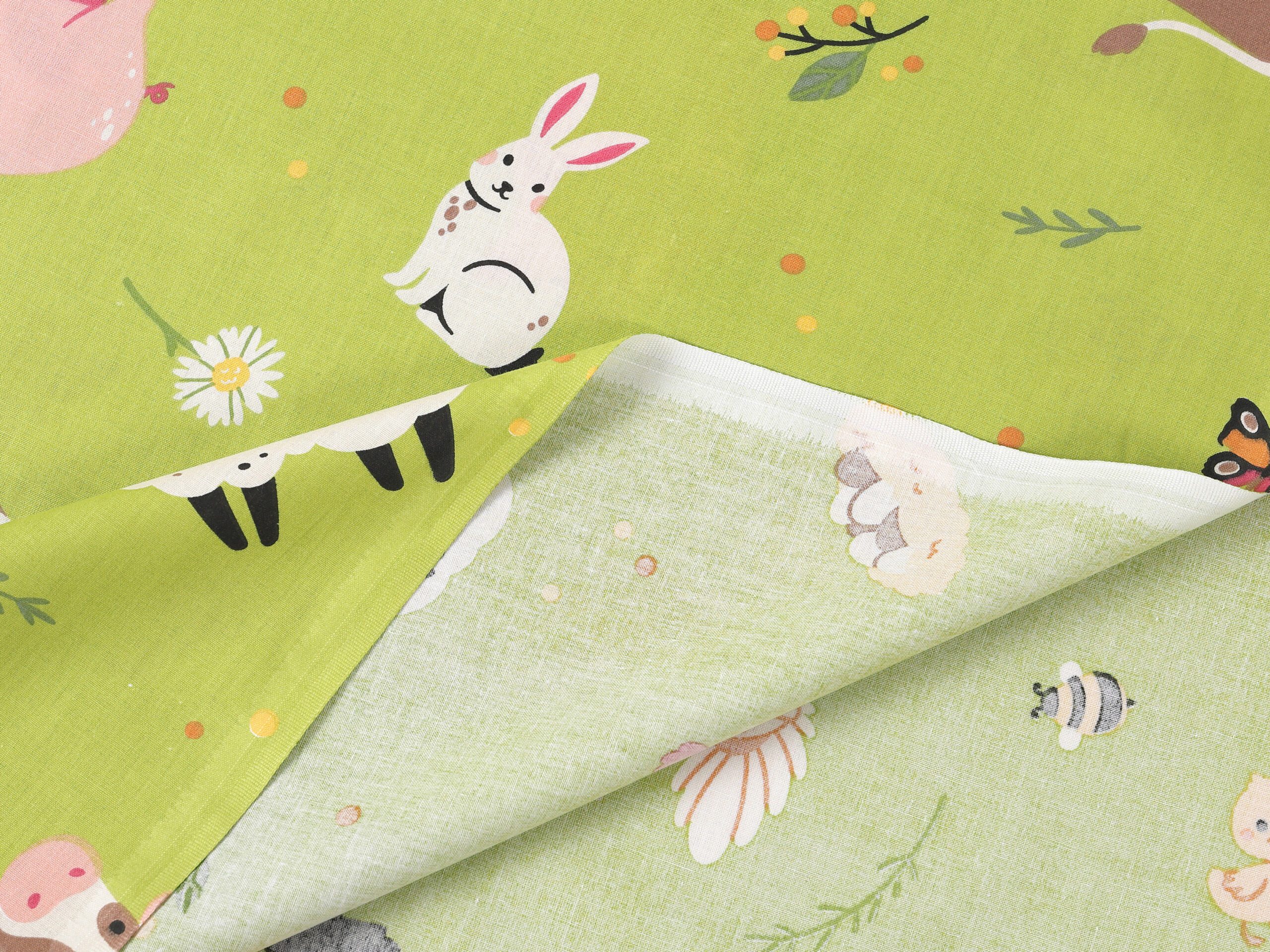 Bavlněná látka česká farma zelená metráž šířka 142 cm