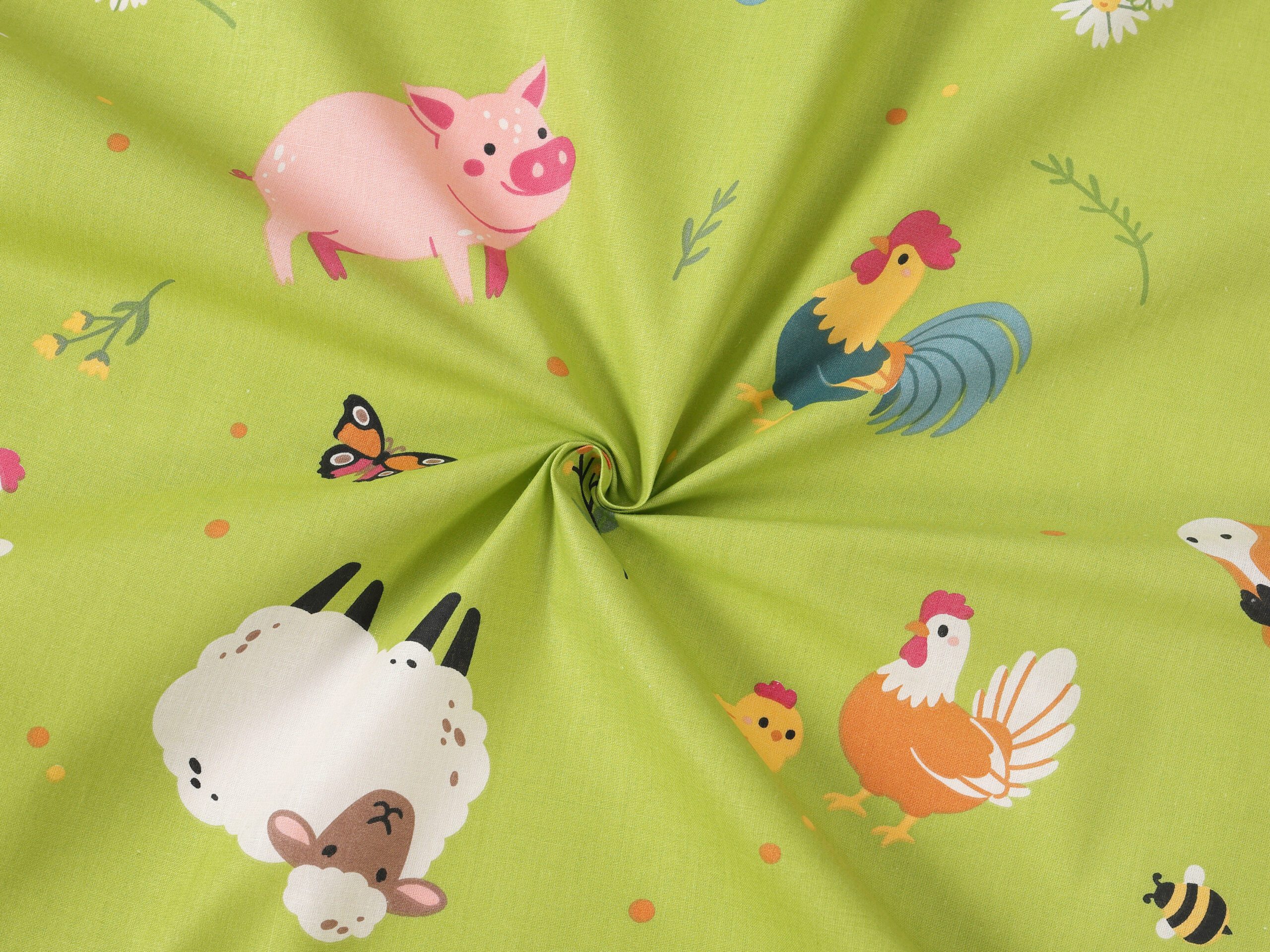 Bavlněná látka česká farma zelená metráž šířka 142 cm