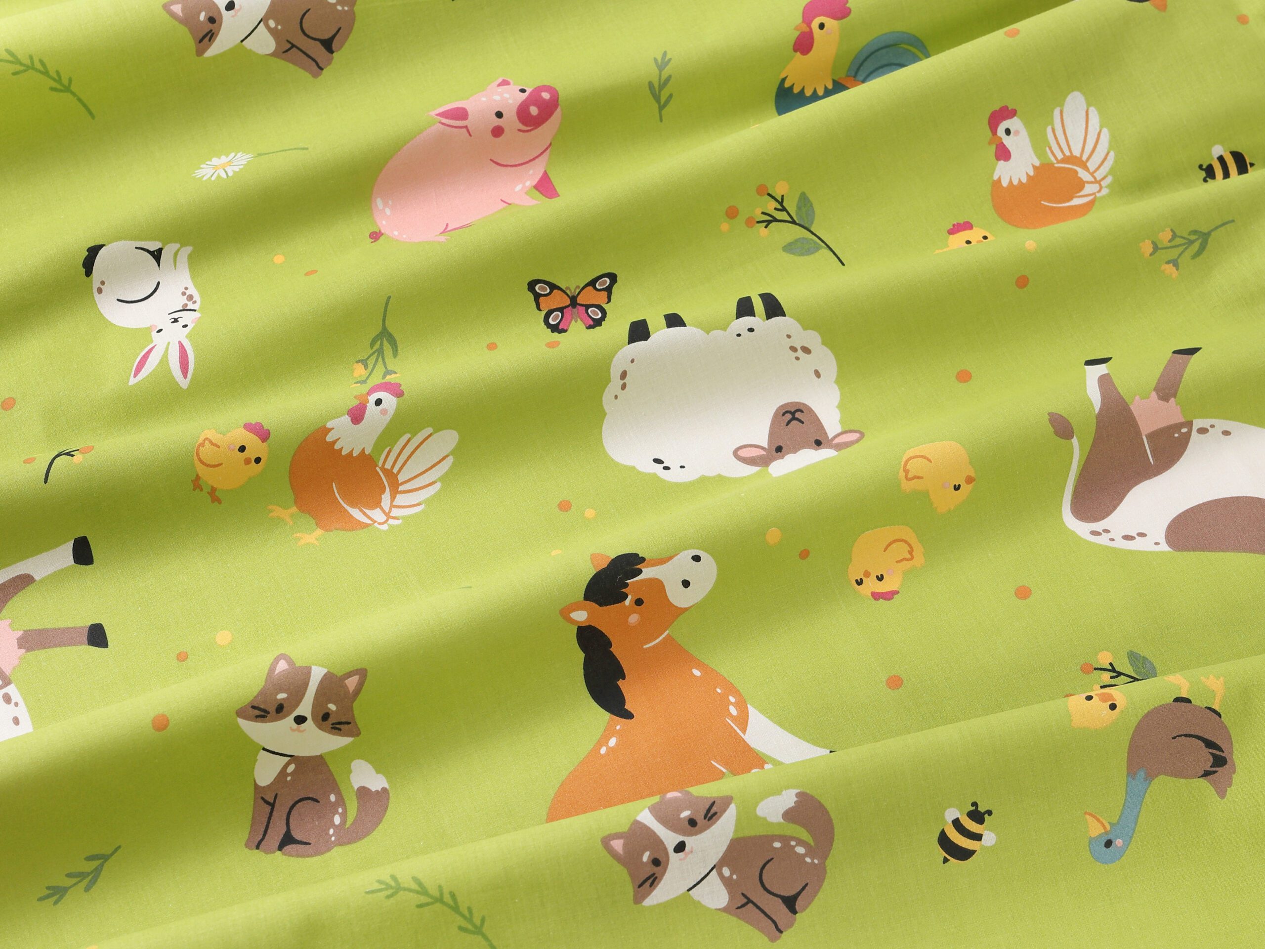 Bavlněná látka česká farma zelená metráž šířka 142 cm