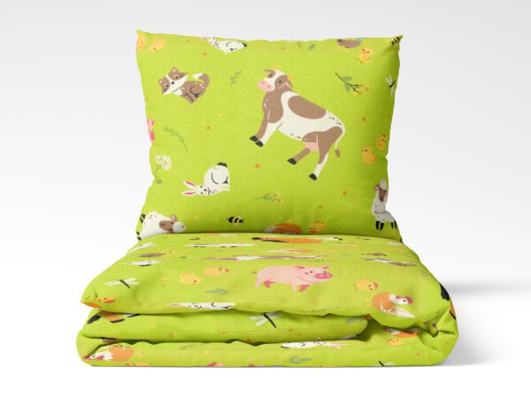 Dětské bavlněné povlečení česká farma na zelené