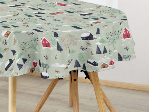 Oválný bavlněný ubrus zasněžený venkov