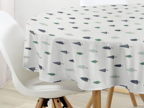 Kulatý bavlněný ubrus zimní les